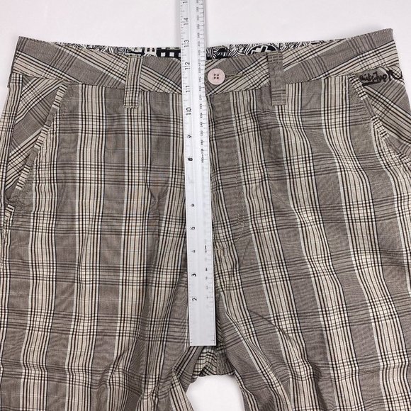 Quiksilver Shorts Mens 32 Cotton Brown Check Plaid Chino Golf Bermuda - Picture 8 of 11